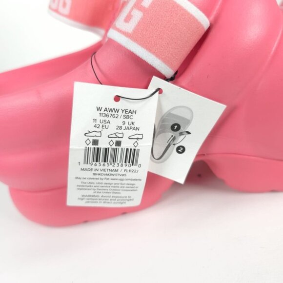 NWOB UGG AWW Yeah Pink Chunky Slide Strawberry Cream Slingback Plattform‎ Sz 11 - Picture 16 of 16